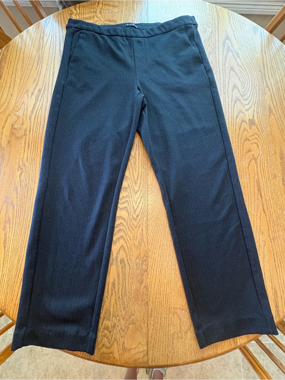 LVPL Ladies Pull On High Rise Crop Stretch Pants 12 Blue Career Office